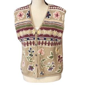 VTG or‎ is hand knit vest size L cottagecore prairie cabincore